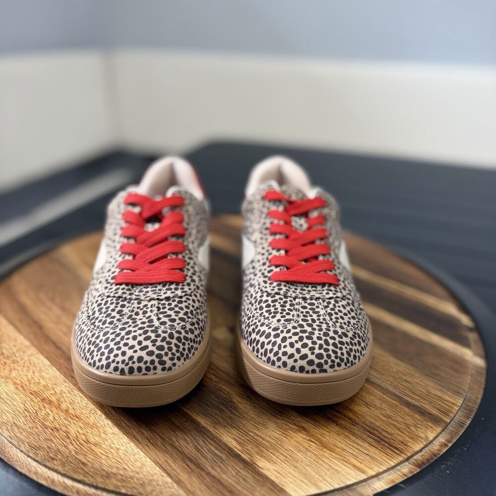 Dolce Vita Voyage Cheetah Print Sneakers Womens Size 7 Red Lace Low Top NWOT - Picture 5 of 12